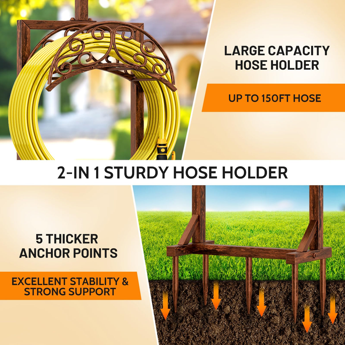 Jvgoo heavy-duty metal hose stand with durable coating
