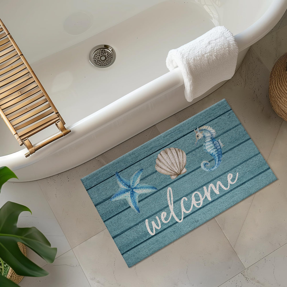 Jvpke Beach Welcome Mat enhances entryway decor with practical coastal styling.