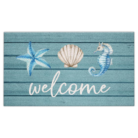 Jvpke Beach Welcome Mat at the front door shows coastal design and dirt control.