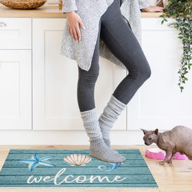 Jvpke Beach Welcome Mat versatile for indoor and outdoor use to keep floors cleaner.