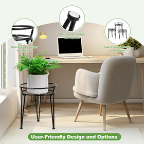 Jvtoo pedestal plant stand showcases pots with a rustic, minimalist look.