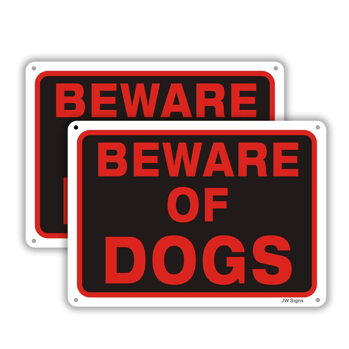 JW Signs Beware of Dogs sign front view highlights visibility for property warning.