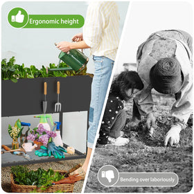 JWPEHOE ergonomic height raised garden bed at 31.5 inches for comfortable tending.
