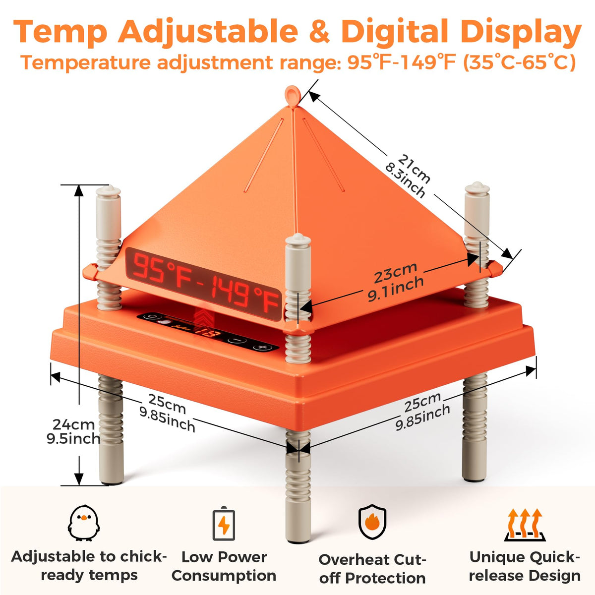 JXJHOVV Smart Chick Brooder Plate digital display enables precise temperature control.