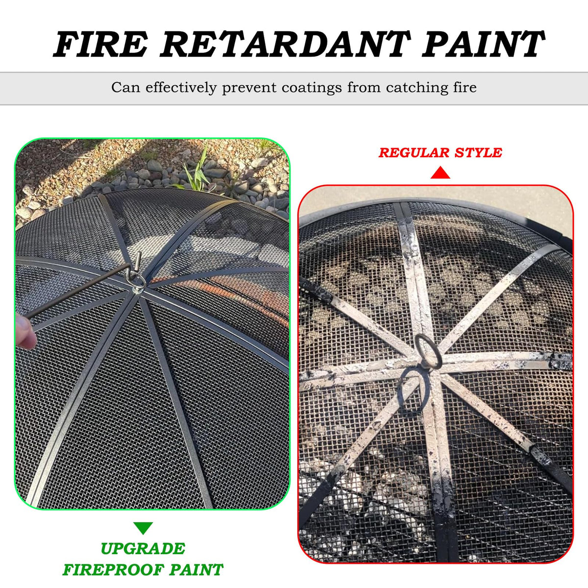 JXLXYY 22-inch spark screen placed over a fire pit for controlled flames at night.