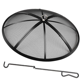 JXLXYY 22-inch fire pit spark screen front view protects decks from embers.