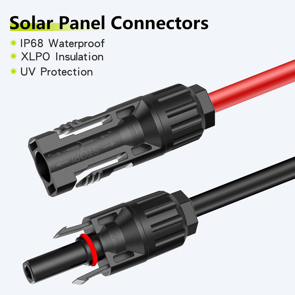 Secure connectors ensure stable panel-to-inverter links