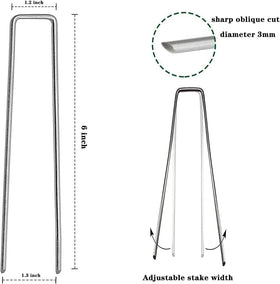 Jxrhy 6-inch galvanized stakes close-up showing durable steel
