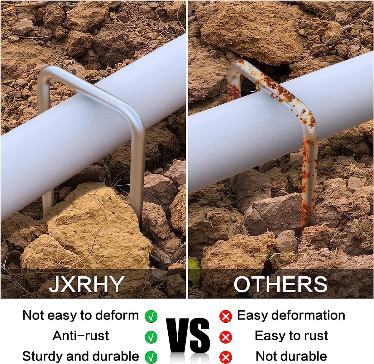 Jxrhy durable staples for fences, turf, and ground cover projects.