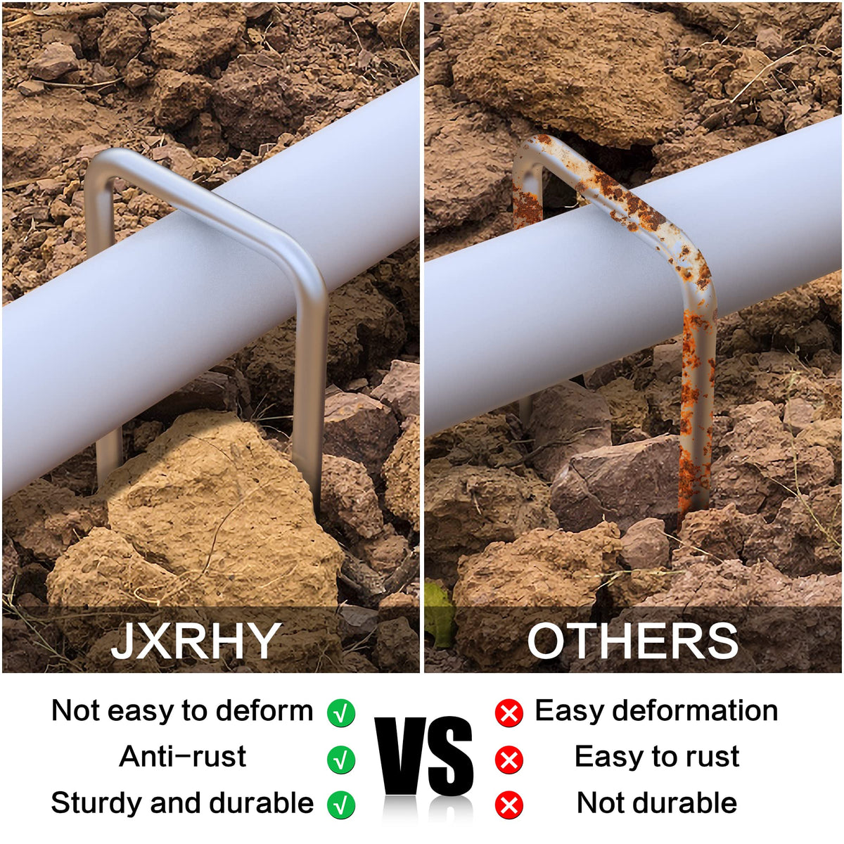 Jxrhy multi-use pins secure wires, hoses, and garden fabrics.