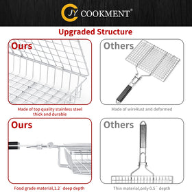 JY COOKMENT grill basket is dishwasher-safe for easy cleanup after grilling.