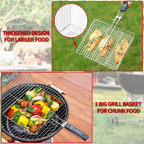 JY COOKMENT grill basket designed for outdoor cooking with family and friends.