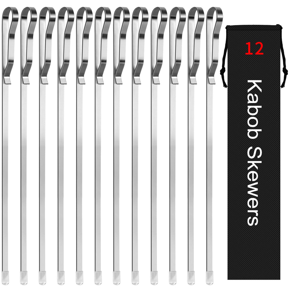 JY COOKMENT kabob skewers with flat blade prevent spinning and promote even grilling