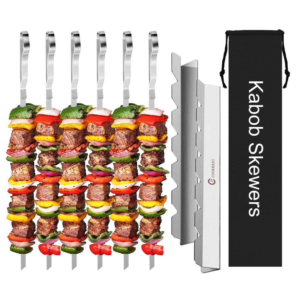 JY COOKMENT kabob skewers 17-inch flat-blade design for even cooking