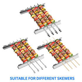 JY COOKMENT kabob skewers rack-in-use showing stable grill placement