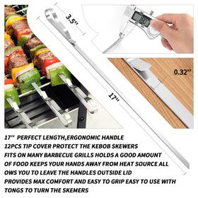 JY COOKMENT 17-inch stainless steel kebob sticks offer long reach and easy handling