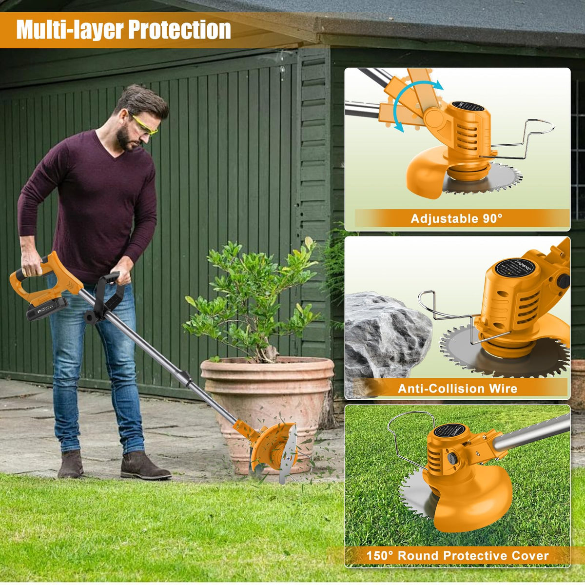 JYGMPRO 180-degree adjustable auxiliary handle for ergonomic control.