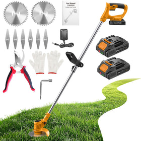 JYGMPRO string trimmer with rotation head trims lawn edges precisely.