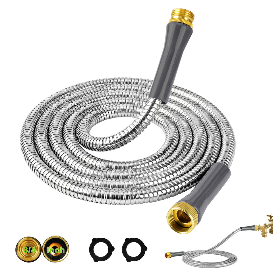 JYI&FORGE metal garden hose 10ft for efficient outdoor watering with steady flow.