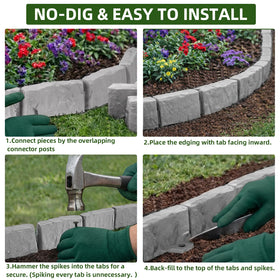 JYINCPED durable plastic stone-look edging withstands mowing.