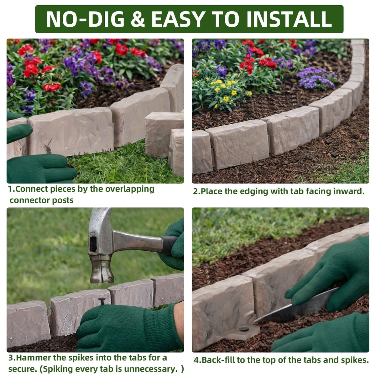 JYINCPED plastic lawn edging withstands mowing and seasonal ground movement