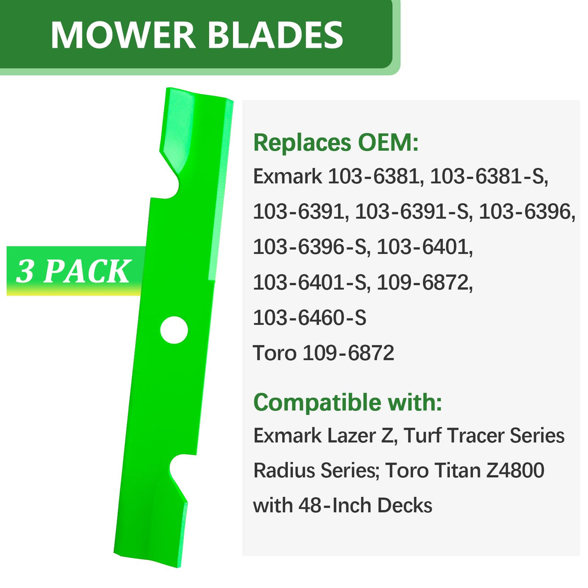 JYLEYJ blades compatible with Exmark 103-6381/103-6401 replacements