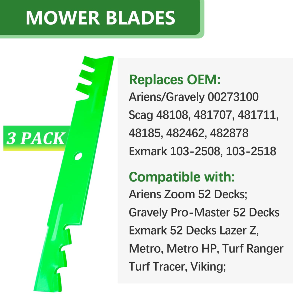 JYLEYJ 482878 pack of three replacement blades ready for use.
