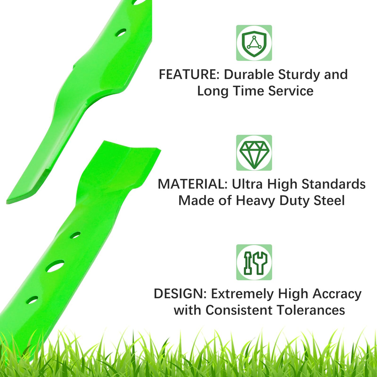 JYLEYJ blade specifications: 17-inch length with 5/8 inch center hole and 2.5 inch width