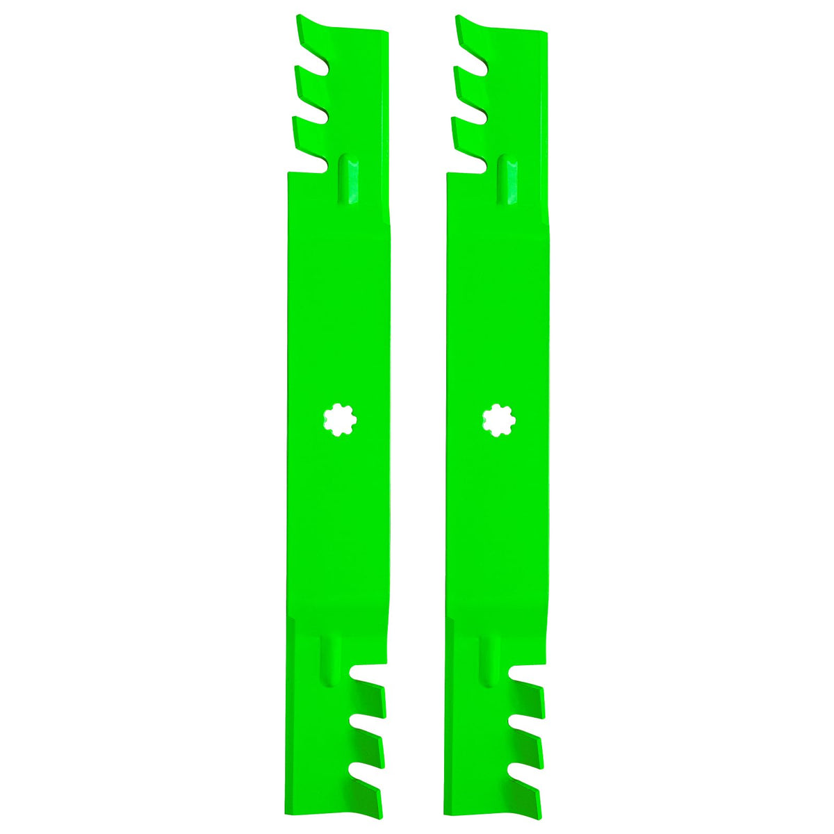 JYLEYJ GY20850 mulching blades installed on a 42-inch John Deere deck for even mowing