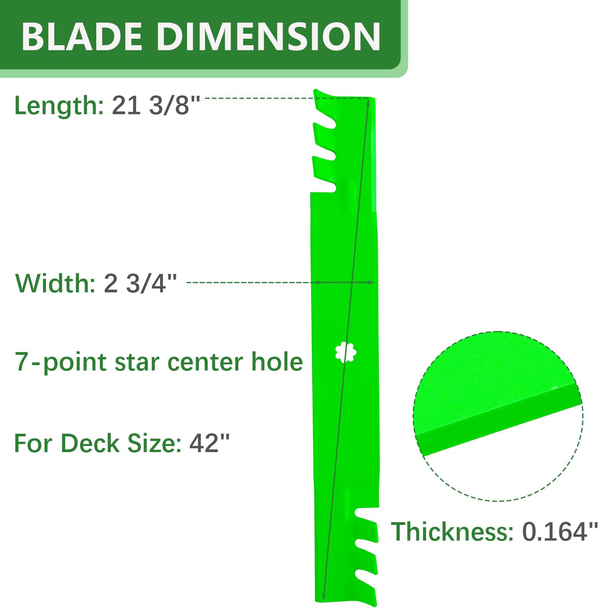 Close-up of JYLEYJ mulching blades showing blade-fit and installation points