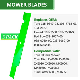 JYLEYJ high lift blades fit Toro Titan ZX deck for improved lift and cut.