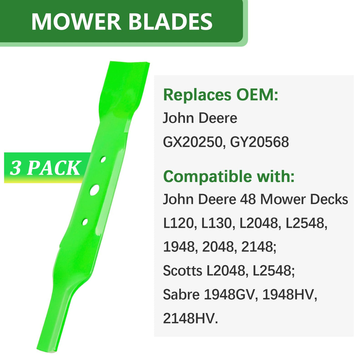JYLEYJ blade set compatible with L120/L130/L2048/L2548 mowers for precise cutting