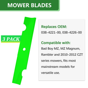 Includes three high lift blades for Bad Boy 42-inch mower decks