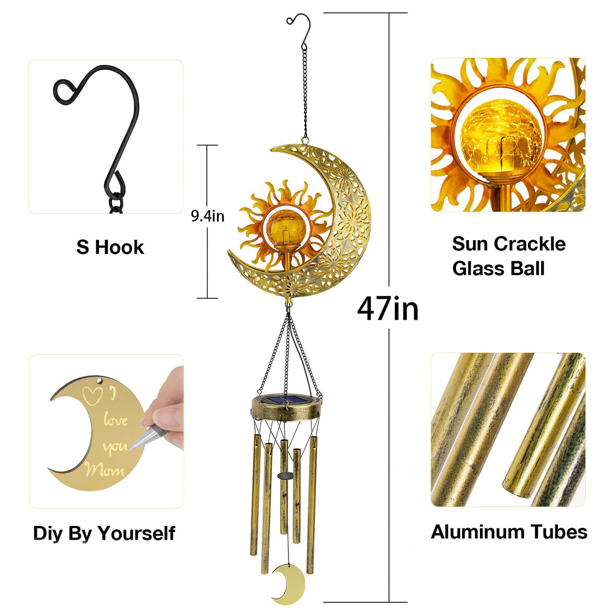 JYPS crackle glass ball night illumination for garden