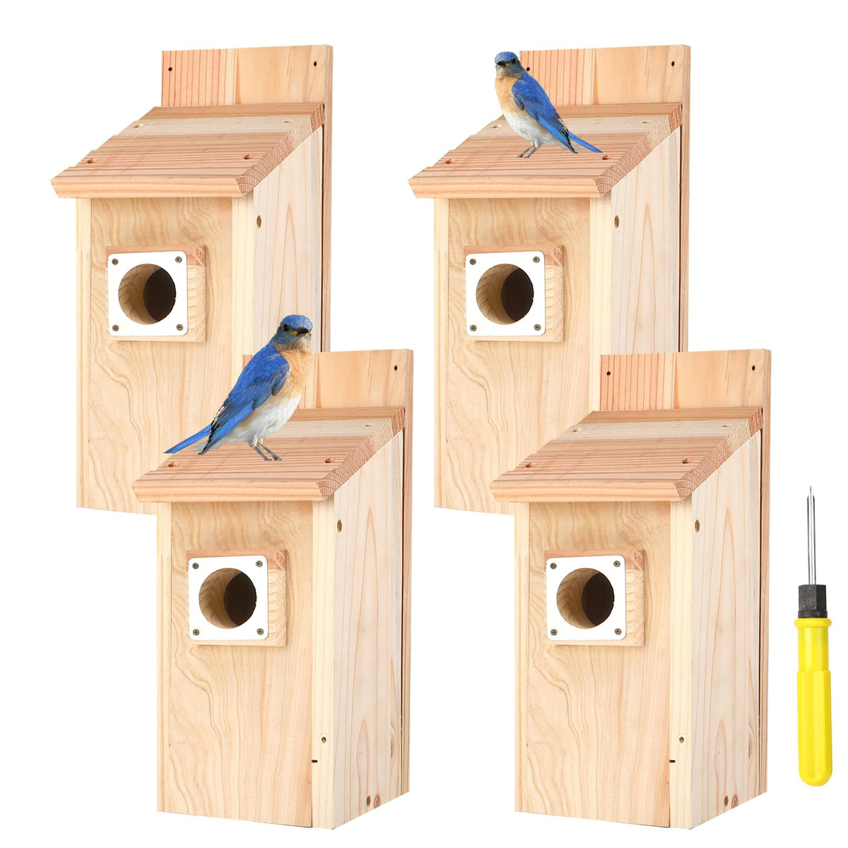 JZTKQTM 4-pack birdhouse with predator guard protecting outdoor nesting sites