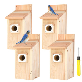JZTKQTM 4-pack birdhouse with predator guard protecting outdoor nesting sites