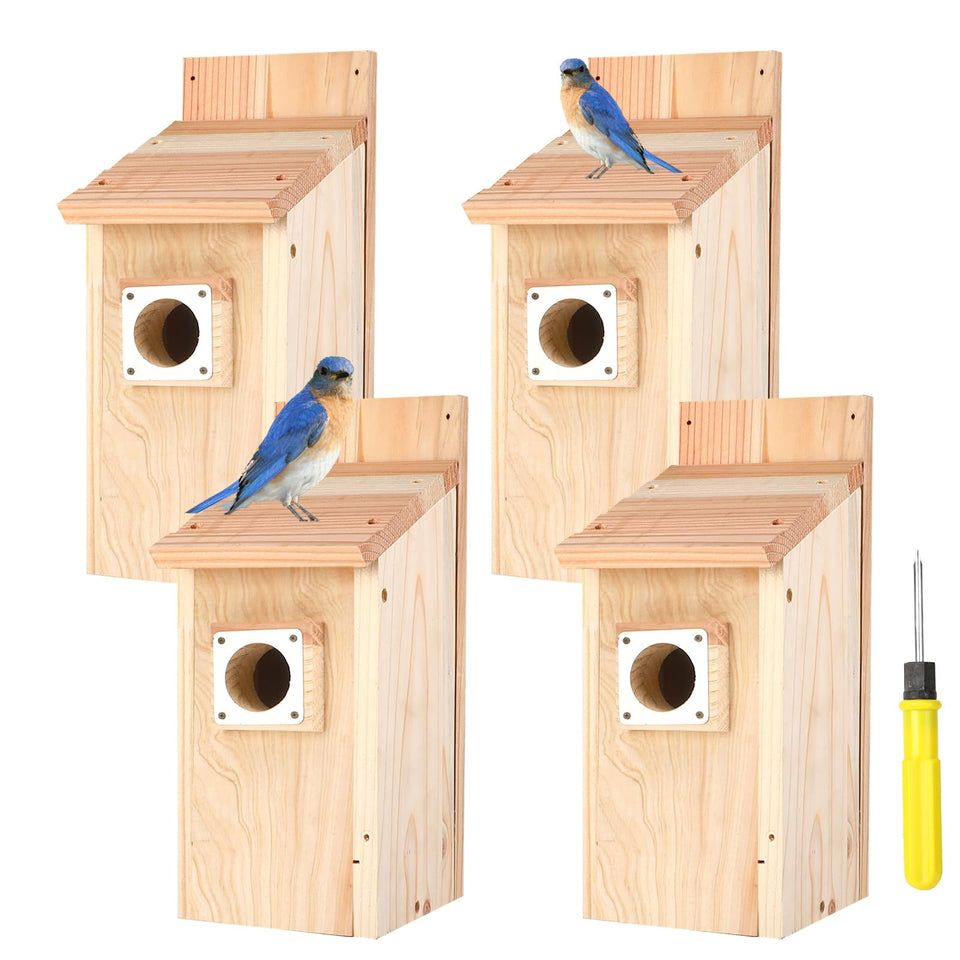 JZTKQTM 4-pack birdhouse with predator guard protecting outdoor nesting sites