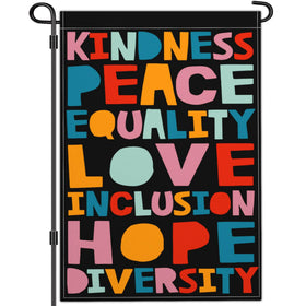 JZYIZYU Kindness Peace Equality Love Inclusion flag on front porch; double-sided readability for welcoming guests.