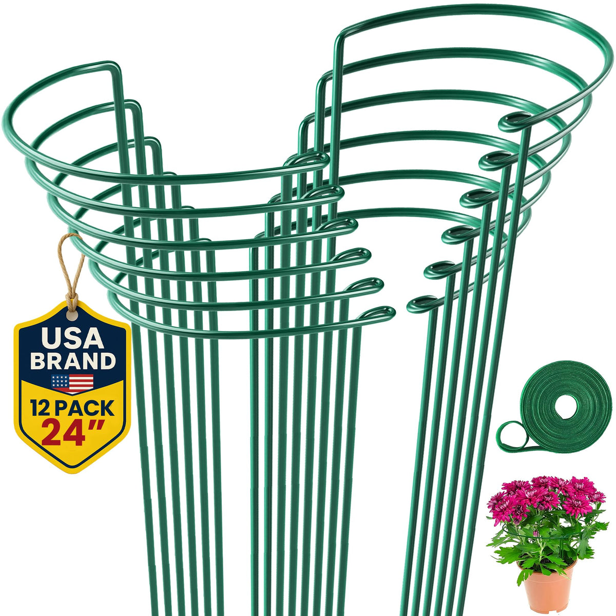 K-Brands 12-pack tall plant stakes for sturdy support of tall plants.