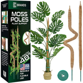 K-Brands 2-pack 48-inch bendable moss pole supports Monstera climbing indoors.
