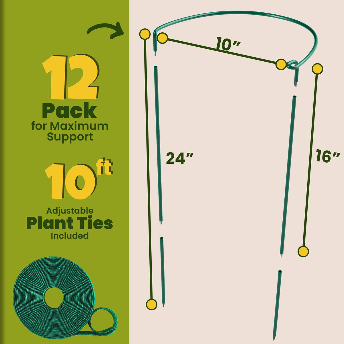 K-Brands adjustable stakes 16-24 inches, keeps tall blooms supported.
