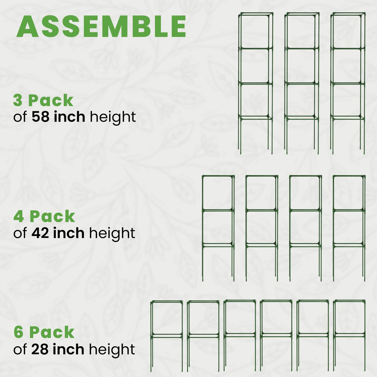 Interlocking connectors allow quick, tool-free setup for durable trellises.