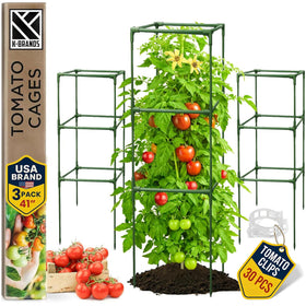 K-Brands Square Tomato Cage 41in Tall 3-Pack supports tall tomatoes for upright growth
