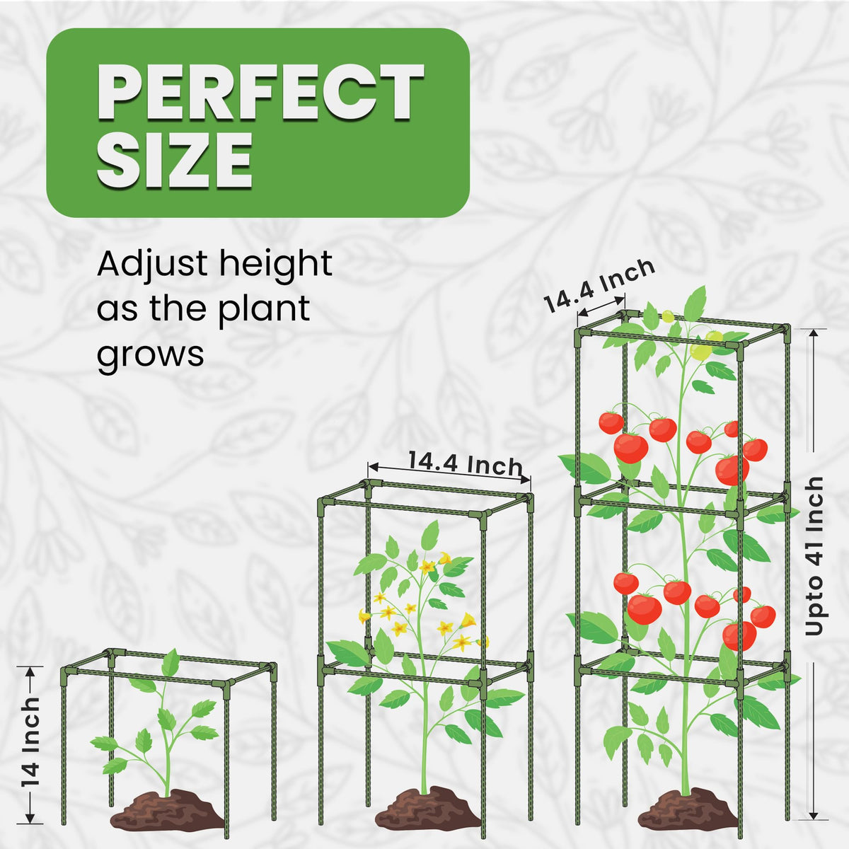 K-Brands Square Tomato Cage sturdy steel core highlighted with protective coating for longevity