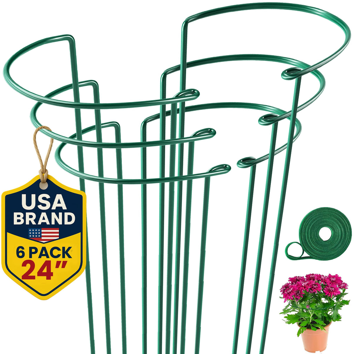 K-Brands tall plant support stake with rustproof core for outdoor durability.