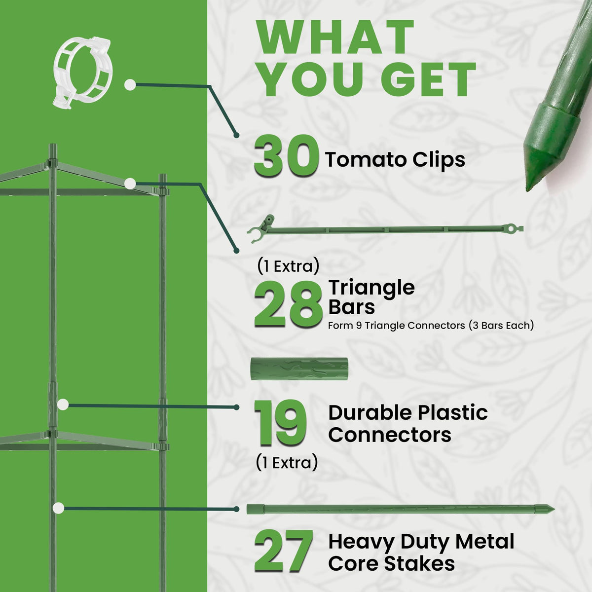 K-Brands 48-inch tomato cage standing tall to support vigorous vines.