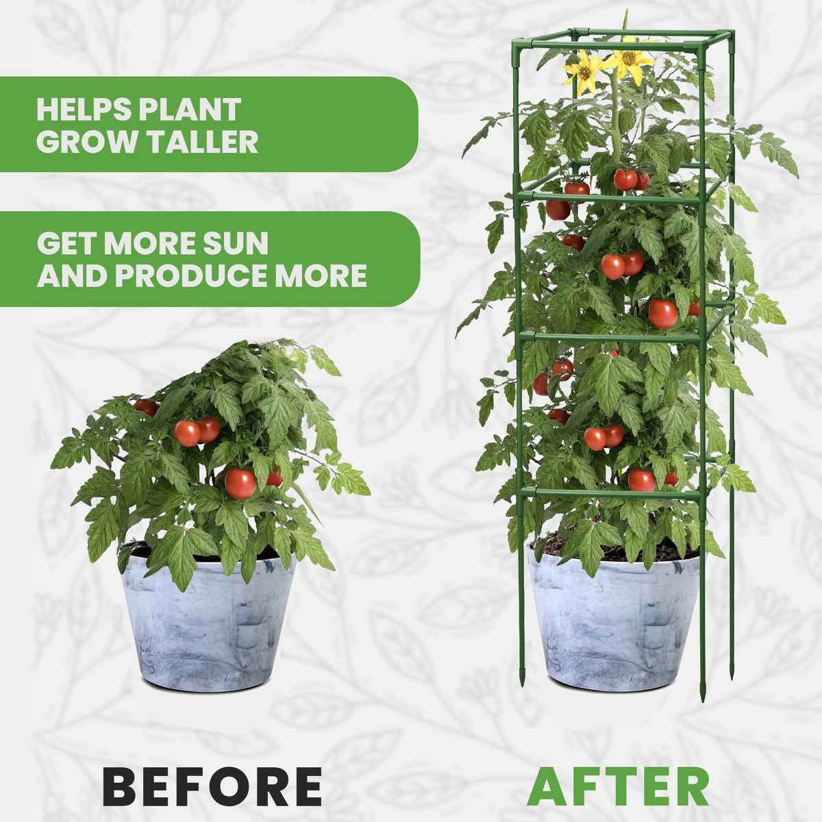 Ideal for tomatoes, peas, cucumbers, and other vines in gardens and pots.