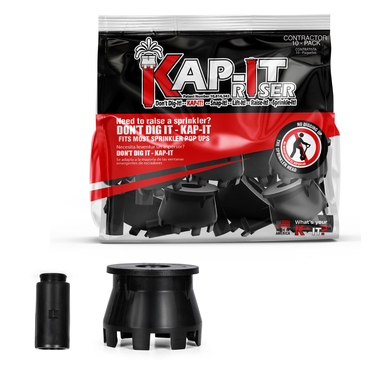 K-IT 1.5-inch pop-up riser extension assembled on irrigation system for tool-free height lift