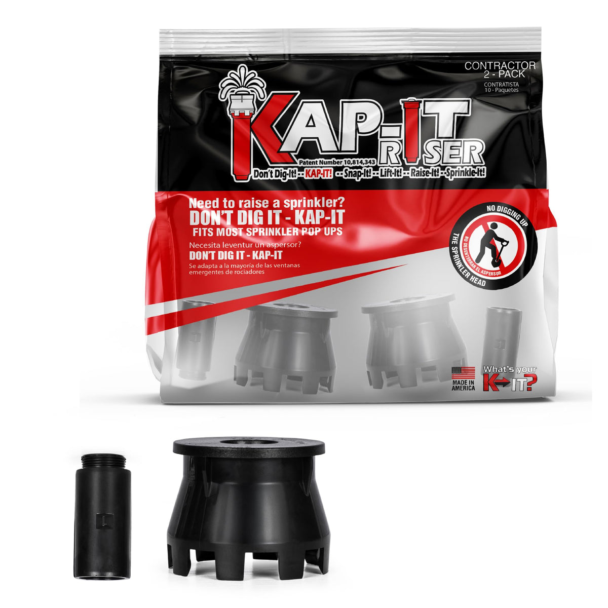 K-IT 1.5-inch pop-up riser extension elevates sprinkler heads for even coverage.
