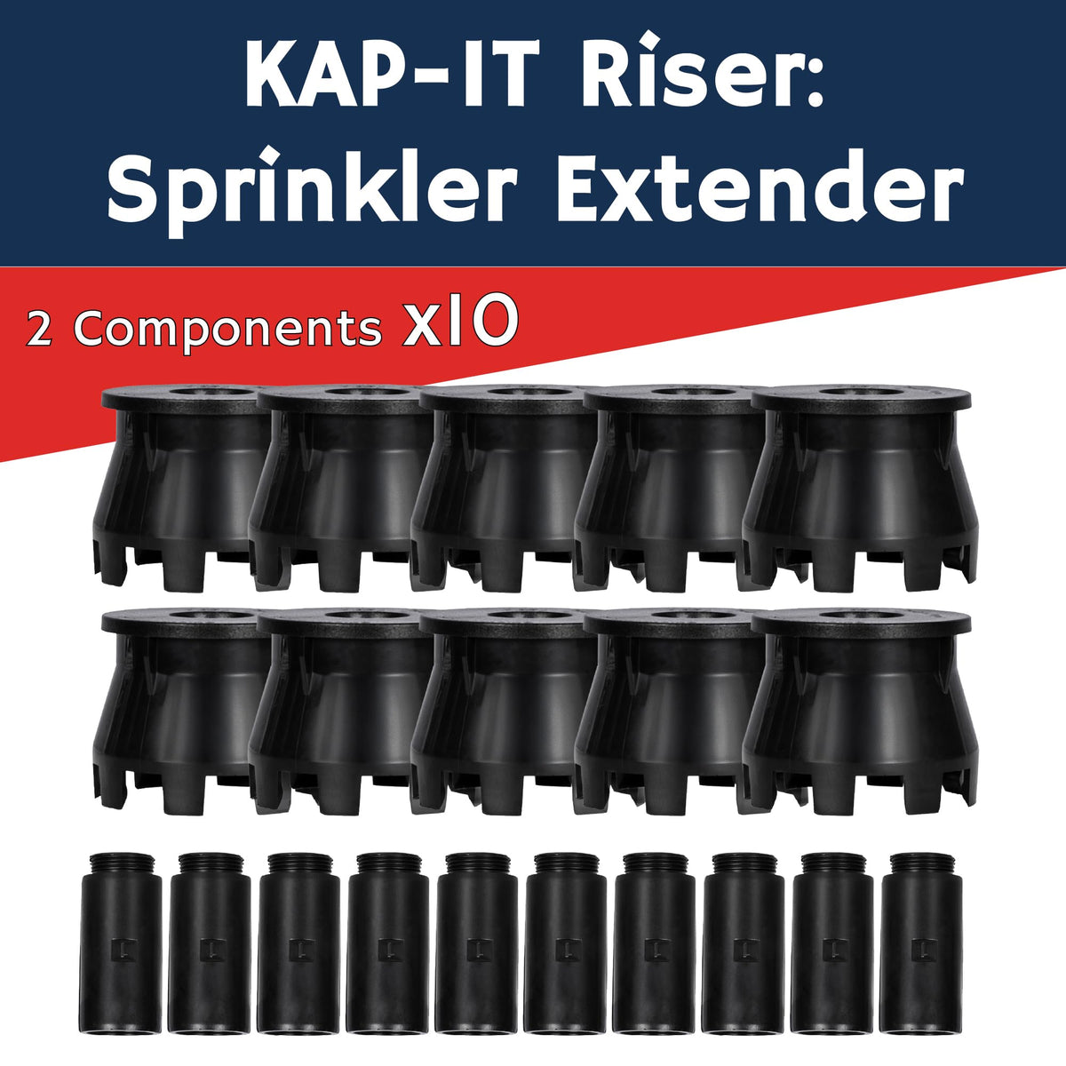 K-IT pop-up riser extension attached to sprinkler head to improve water coverage